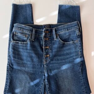 J. Crew Women's 10”high rise skinny Blue Jeans Button fly. Size 28